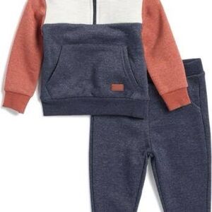 7 for man kind Colorblock Pullover and Jogger Set - Blue and Rust